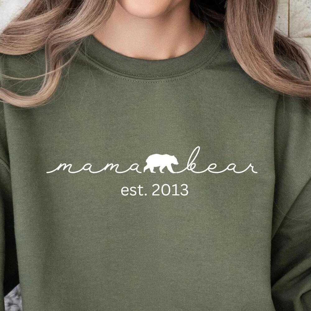 Mama Bear Est sweatshirt Gift For First Time Mom, Mama Bear Mothers Day Shirt